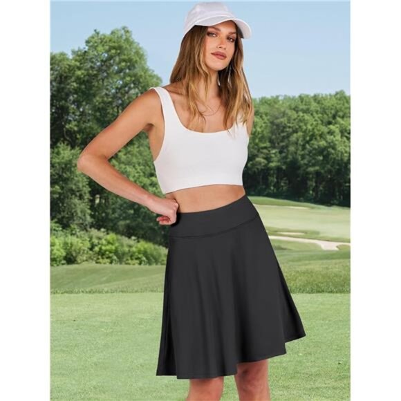 Women Knee Length Skort High Waisted Tennis Golf Skirt Casual Summer Travel - Picture 3 of 7